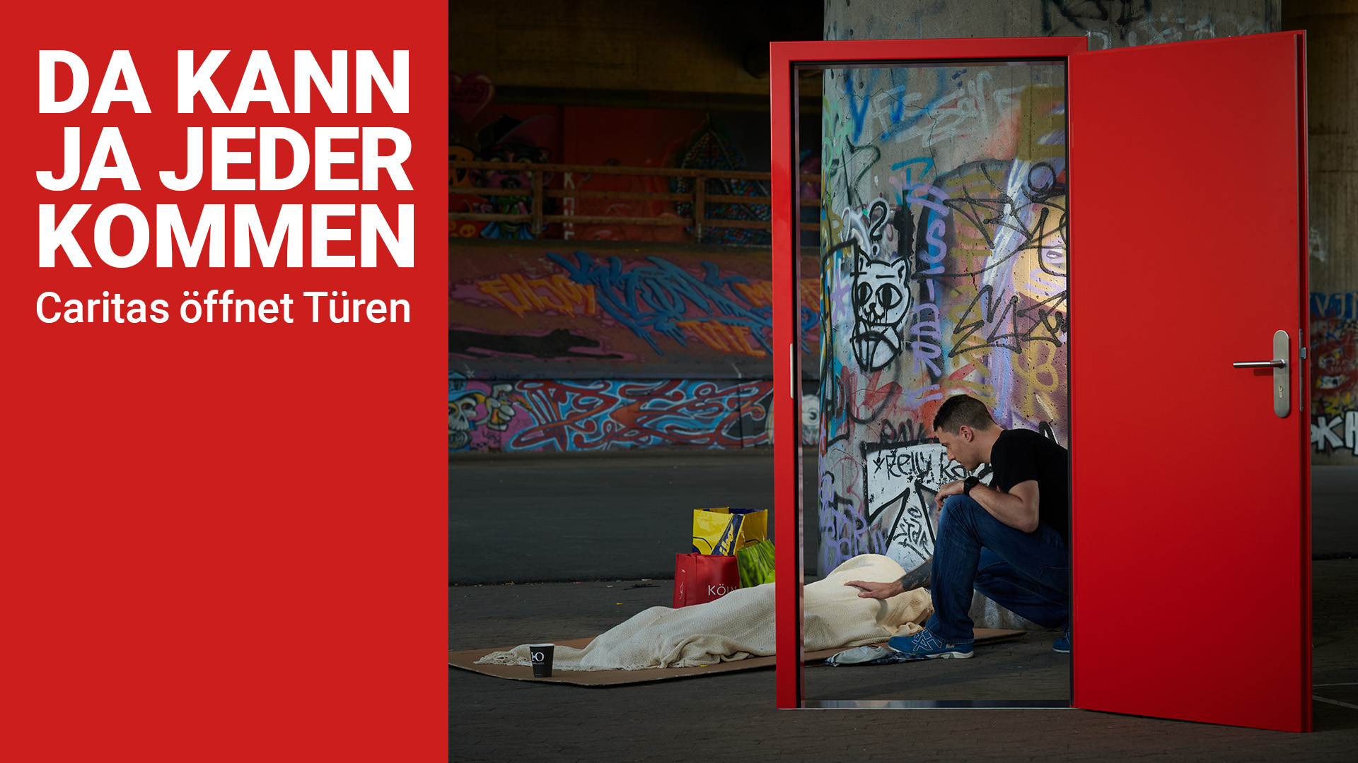 Caritas-Jahreskampagne 2025: Plakatmotiv Obdach